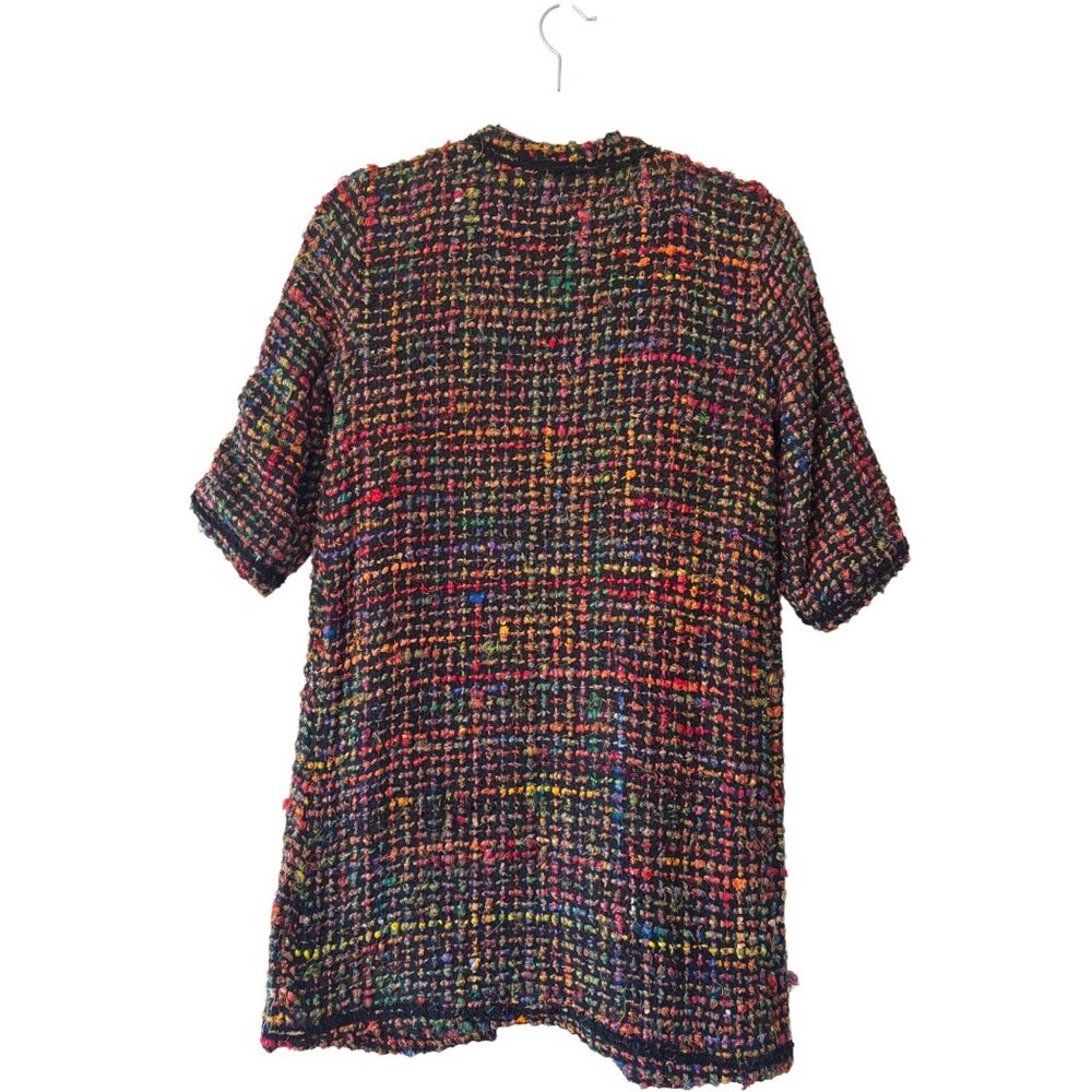 ETT TWA Anthropologie Tweed Multicolor Short Sleeve Coat Mid Lenght - Picture 6 of 12